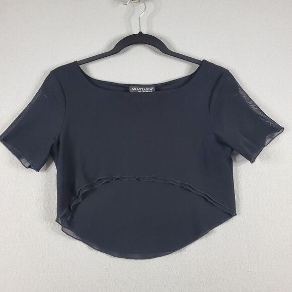 Anastasia by Kampeas Blouse Crop Top Sheer Black Womens sz 0 - See Meaurements - Picture 1 of 7